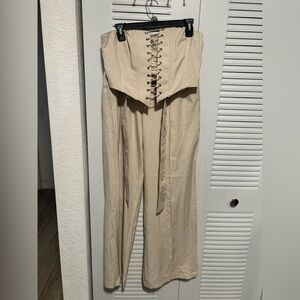 Fashionova Beige Lace-Up Corset Top two piece set